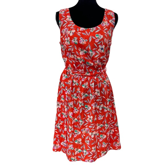 GAP Dresses & Skirts - Gap Red Floral Sleeveless Cutout Back Fit and Flare Mini Dress Small
